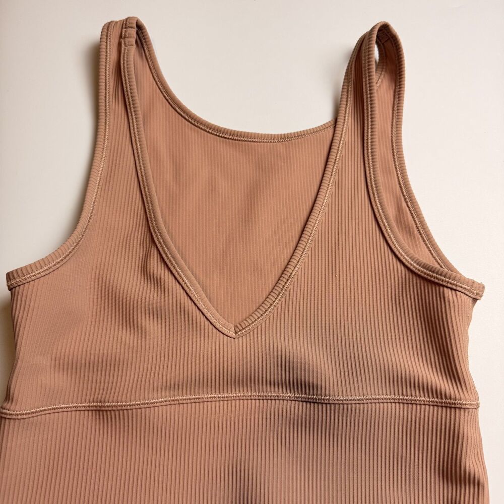 Lululemon Power Pivot Ribbed Cropped Tank Top Nude Size 4 Pink Clay - Picture 10 of 12